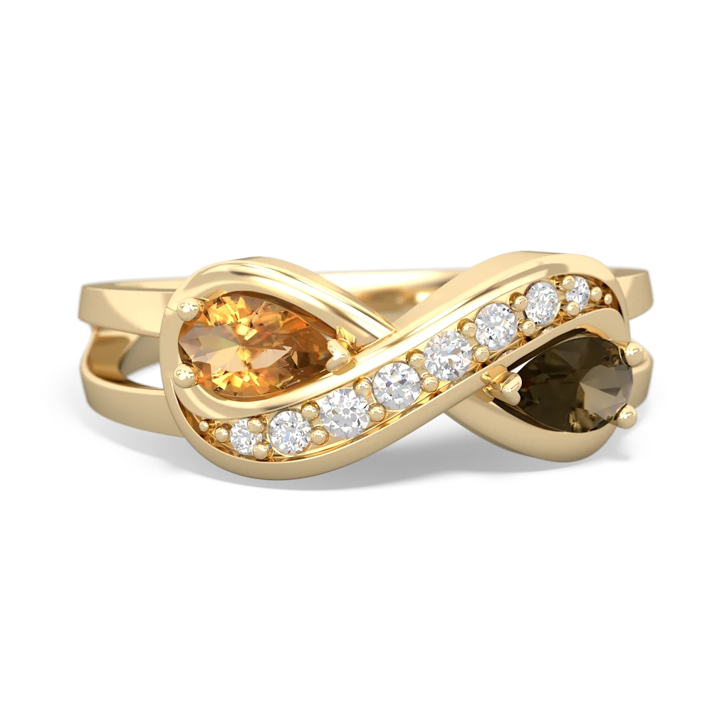 Citrine Diamond Infinity 14K Yellow Gold ring R5390