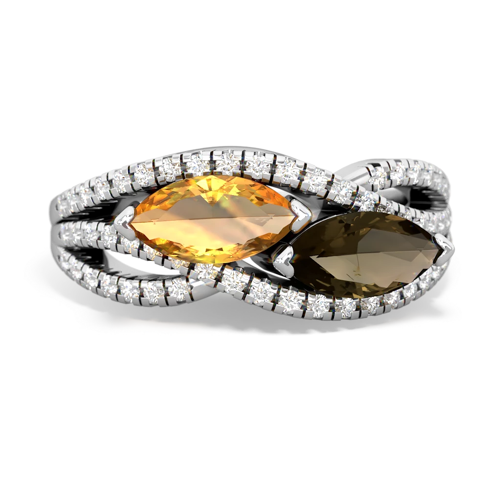 Citrine Diamond Rivers 14K White Gold ring R3070