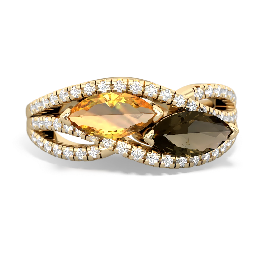 Citrine Diamond Rivers 14K Yellow Gold ring R3070