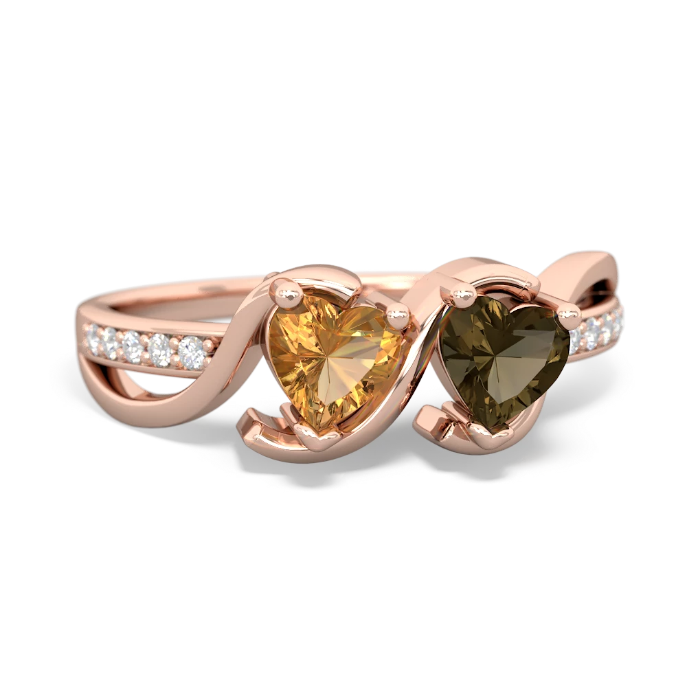 Citrine Side By Side 14K Rose Gold ring R3090