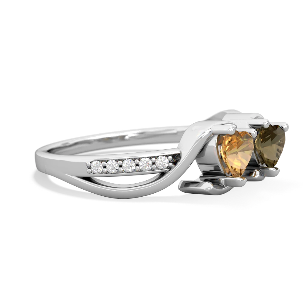 Citrine Side By Side 14K White Gold ring R3090