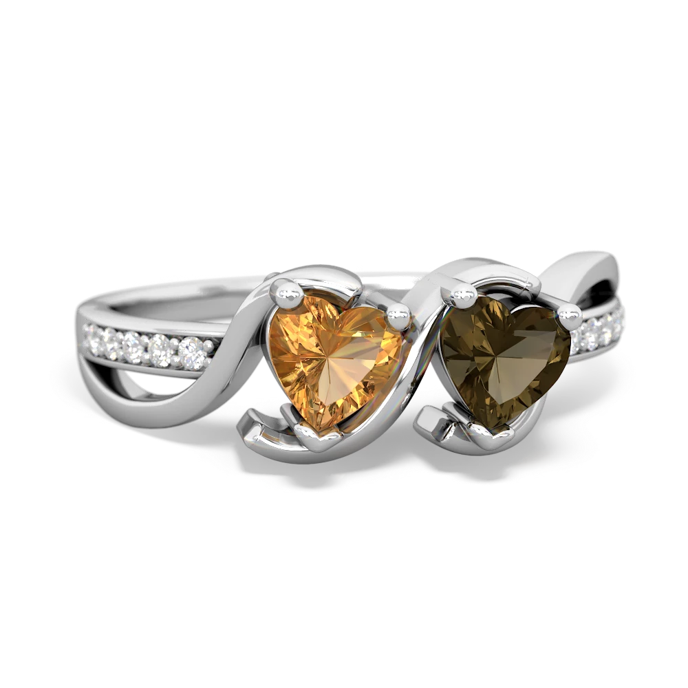 Citrine Side By Side 14K White Gold ring R3090