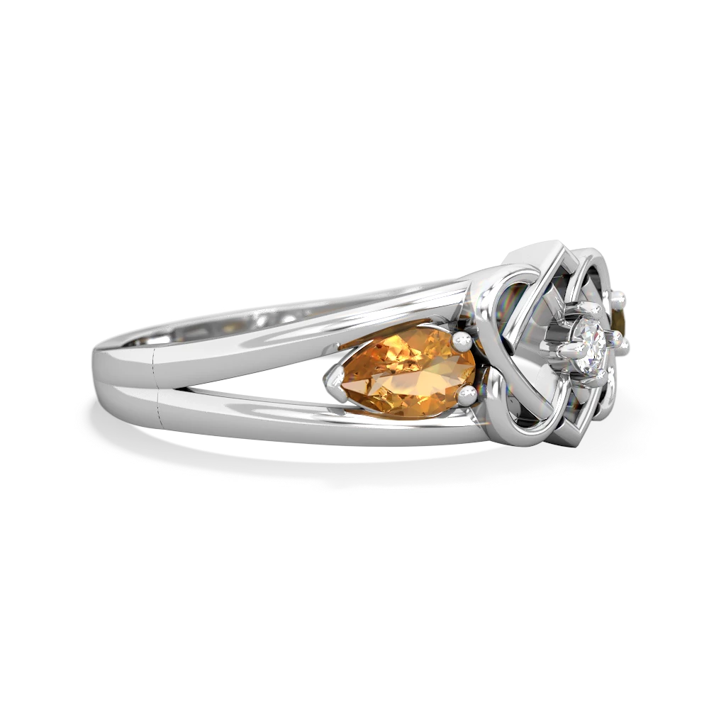 Citrine Hearts Intertwined 14K White Gold ring R5880