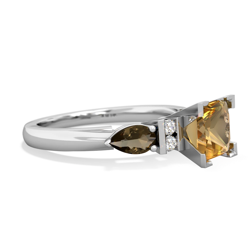 Citrine 6Mm Princess Eternal Embrace Engagement 14K White Gold ring C2002