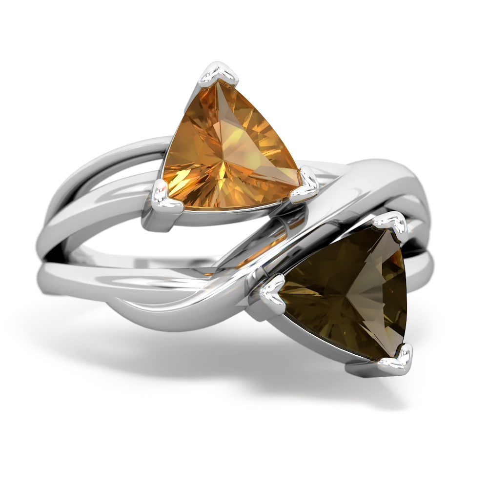 Citrine Split Band Swirl 14K White Gold ring R2341