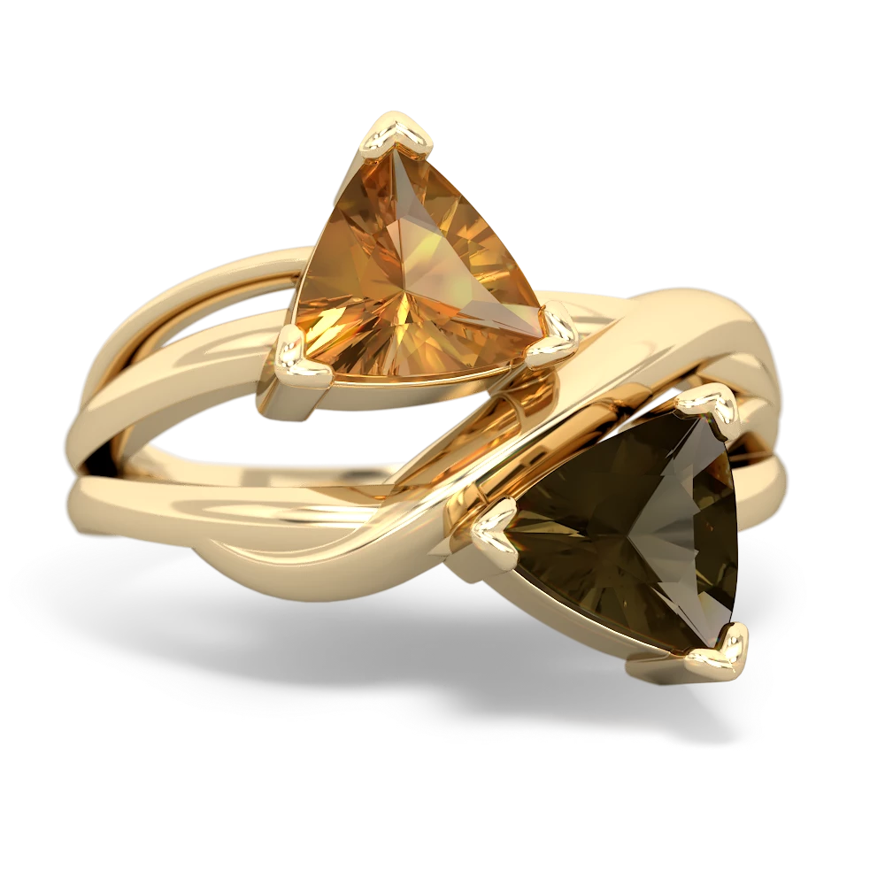 Citrine Split Band Swirl 14K Yellow Gold ring R2341