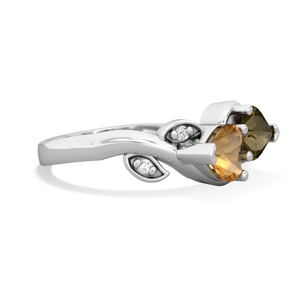 Citrine Floral Elegance 14K White Gold ring R5790