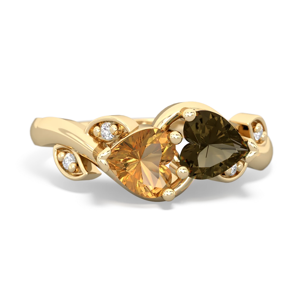 Citrine Floral Elegance 14K Yellow Gold ring R5790