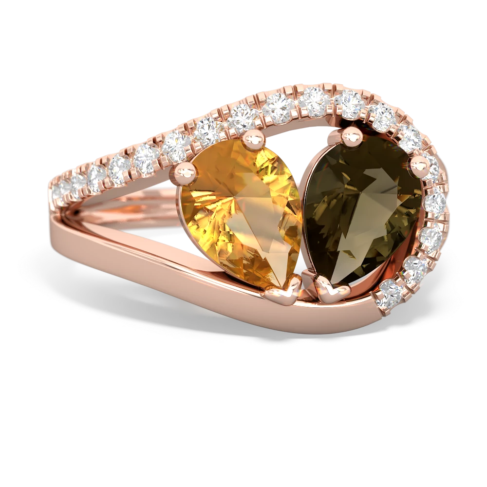 Citrine Nestled Heart Keepsake 14K Rose Gold ring R5650