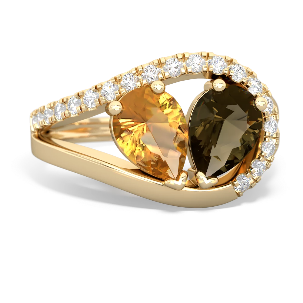 Citrine Nestled Heart Keepsake 14K Yellow Gold ring R5650