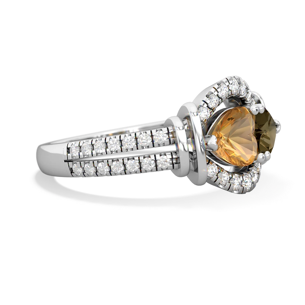 Citrine Art-Deco Keepsake 14K White Gold ring R5630