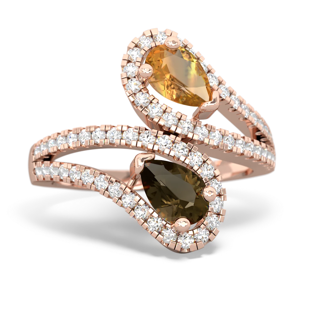 Citrine Diamond Dazzler 14K Rose Gold ring R3000