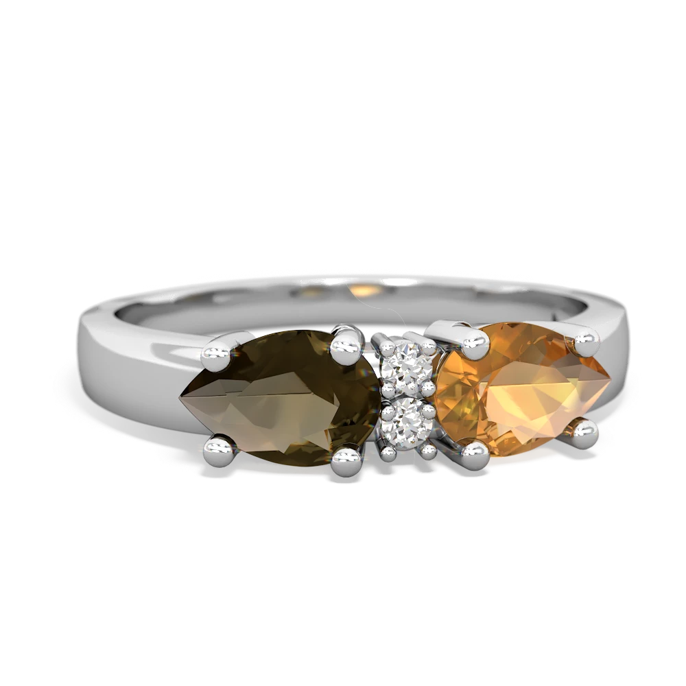 Citrine Pear Bowtie 14K White Gold ring R0865