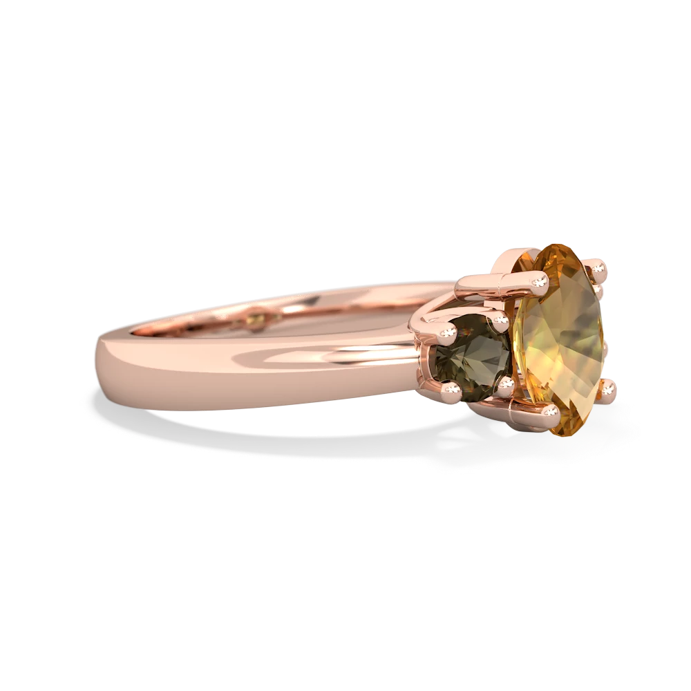 Citrine Three Stone Oval Trellis 14K Rose Gold ring R4024