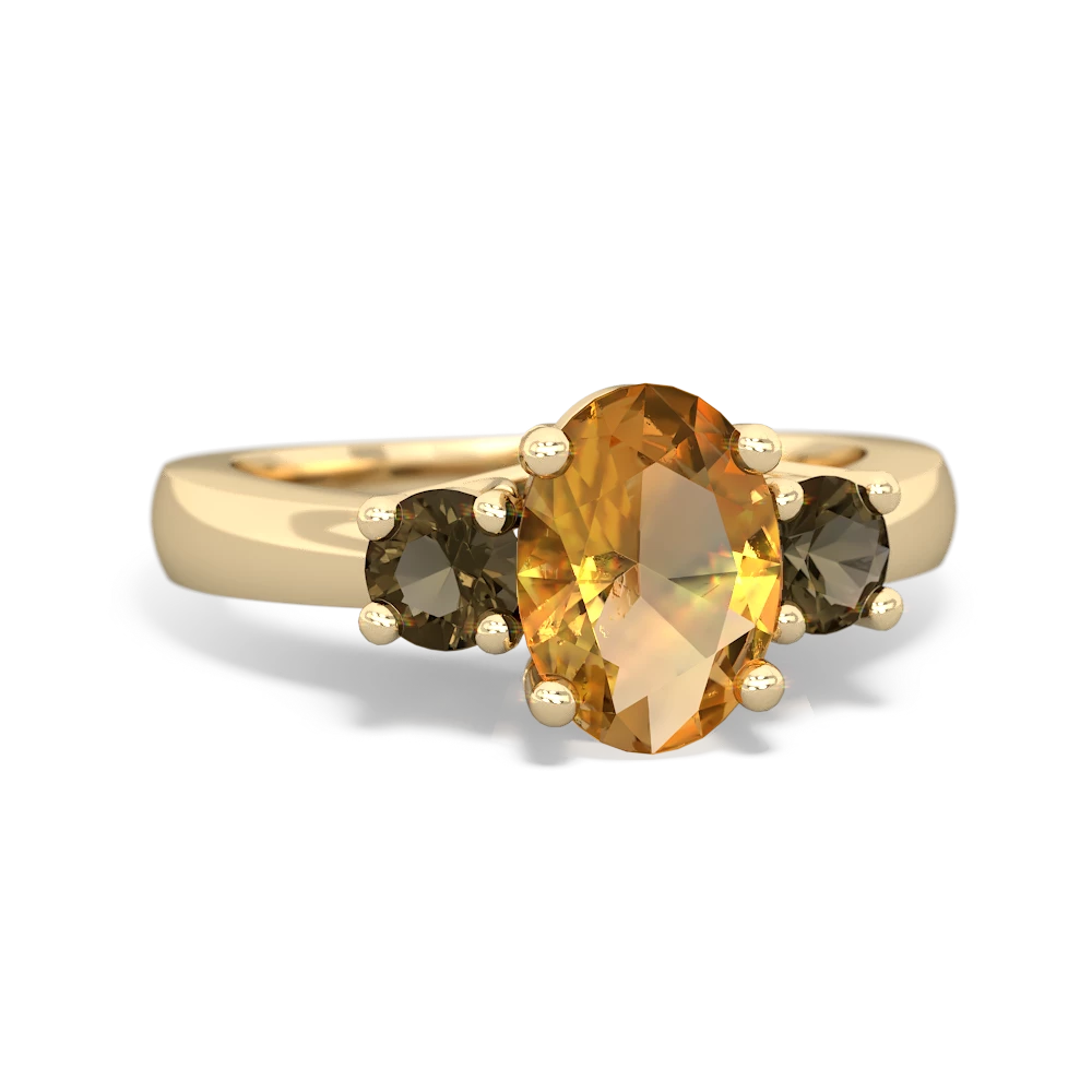 Citrine Three Stone Oval Trellis 14K Yellow Gold ring R4024