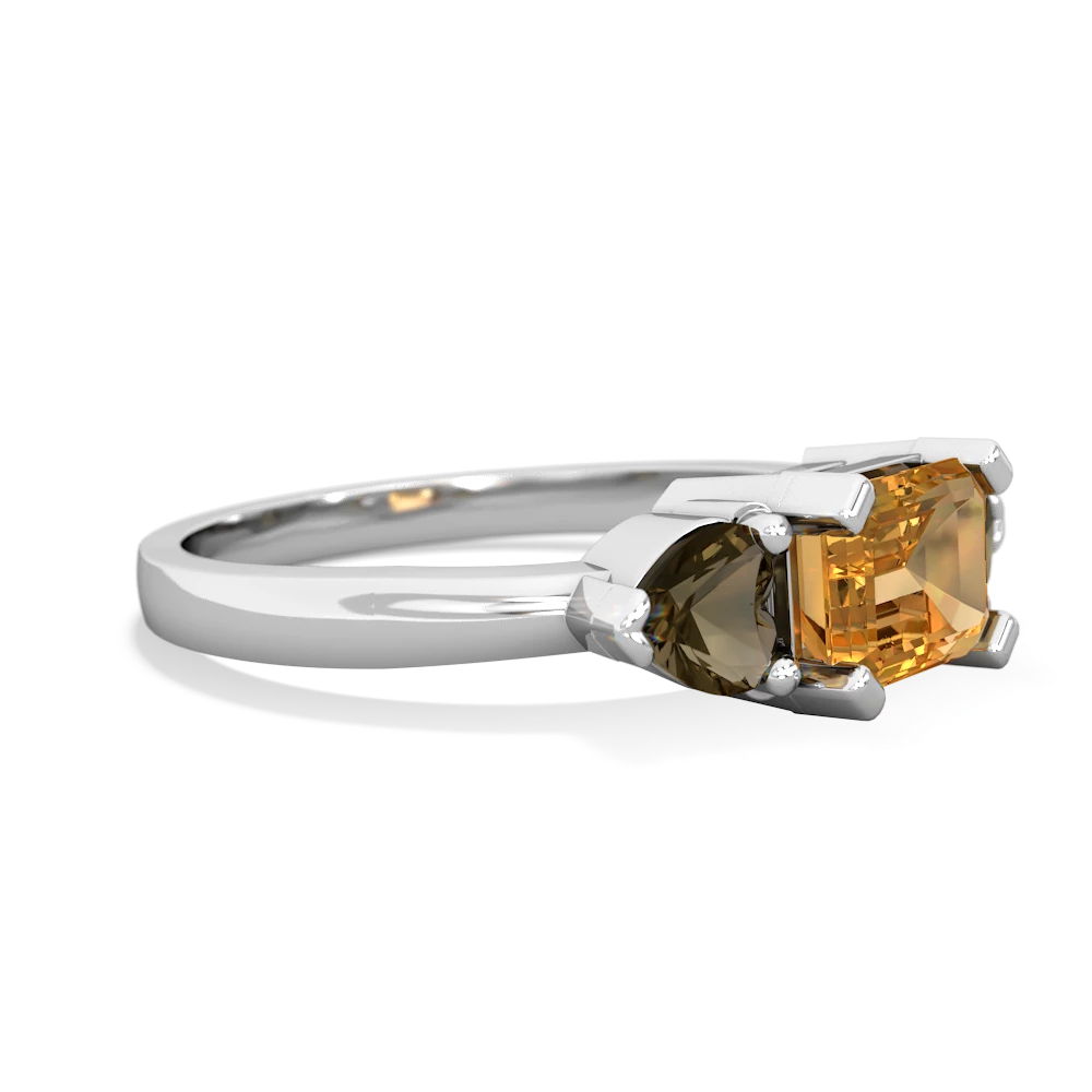 Citrine Three Stone 14K White Gold ring R5235