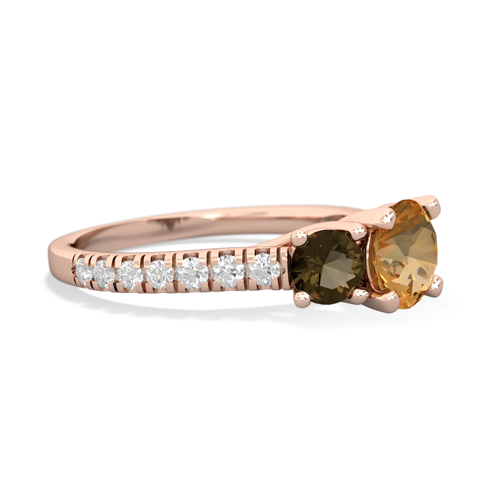 Citrine Pave Trellis 14K Rose Gold ring R5500