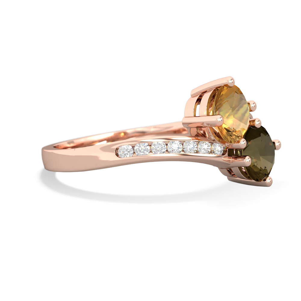 Citrine Channel Set Two Stone 14K Rose Gold ring R5303