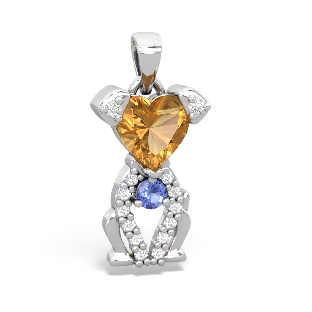 Citrine Puppy Love 14K White Gold pendant P5800