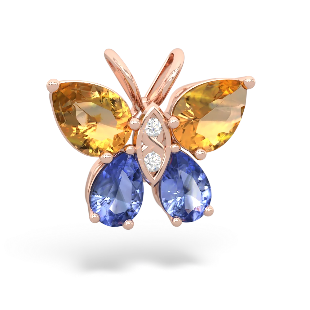 Citrine Butterfly 14K Rose Gold pendant P2215