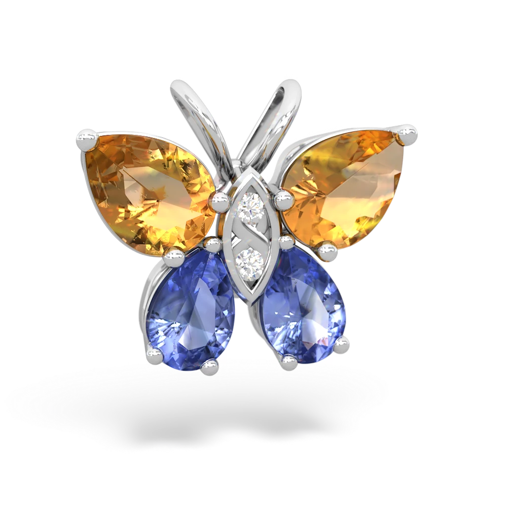 Citrine Butterfly 14K White Gold pendant P2215