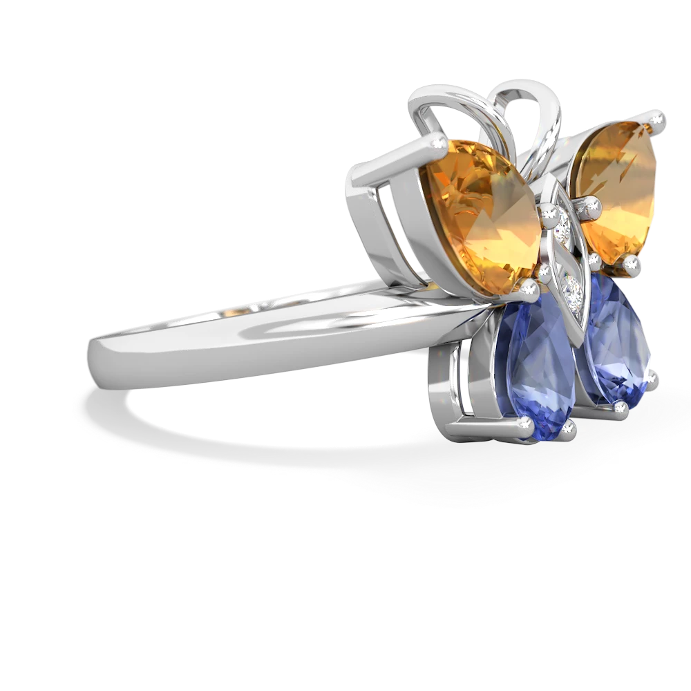 Citrine Butterfly 14K White Gold ring R2215