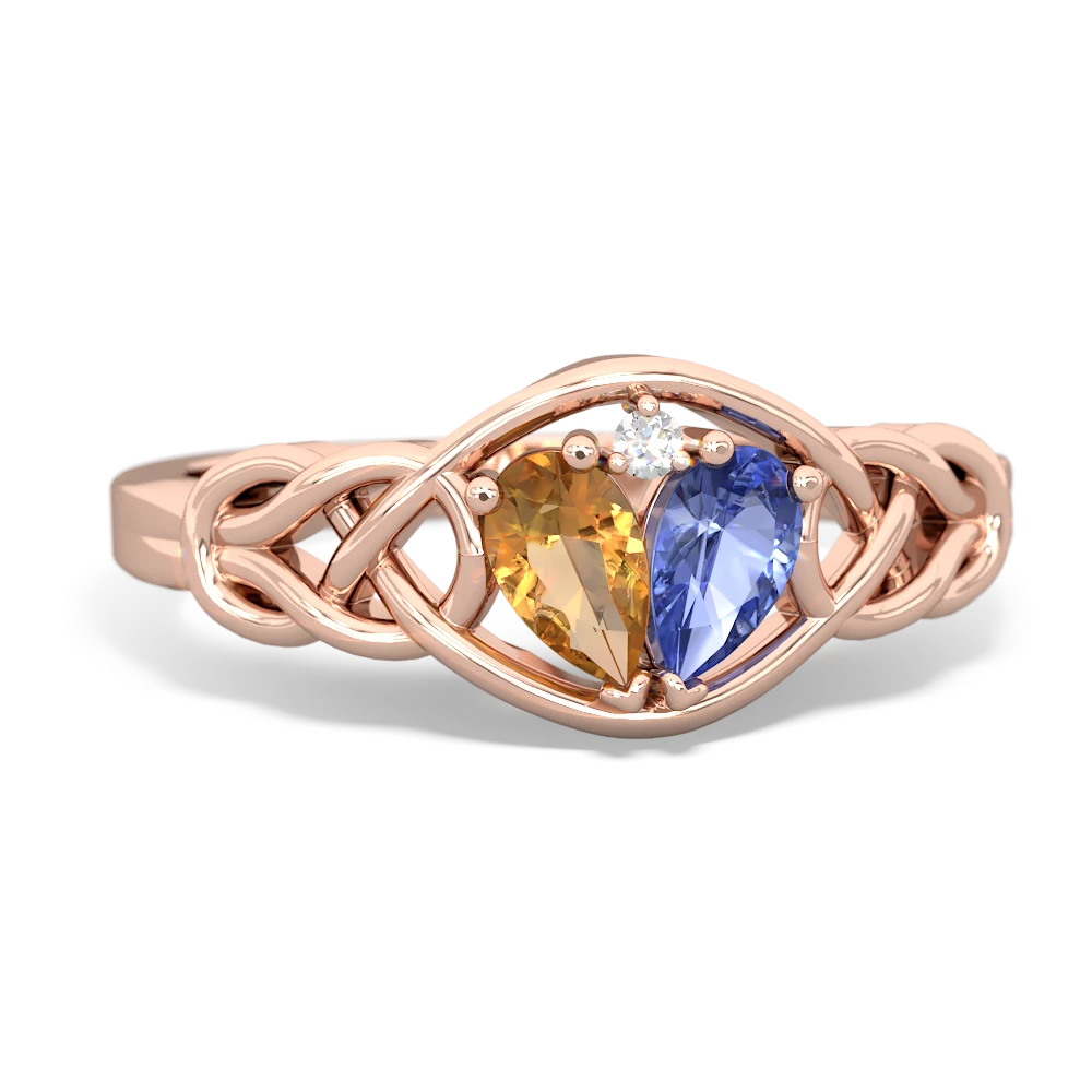 Citrine Celtic Love Knot 14K Rose Gold ring R5420