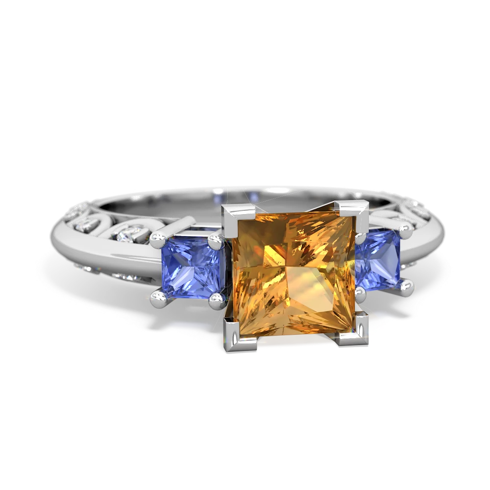 Citrine Eternal Embrace Engagement 14K White Gold ring C2001