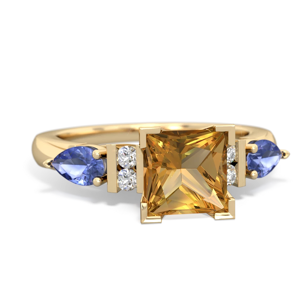 Citrine 6Mm Princess Eternal Embrace Engagement 14K Yellow Gold ring C2002
