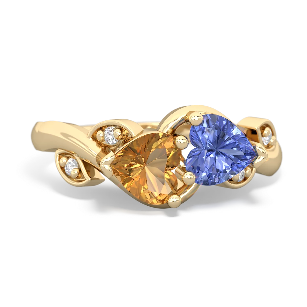 Citrine Floral Elegance 14K Yellow Gold ring R5790