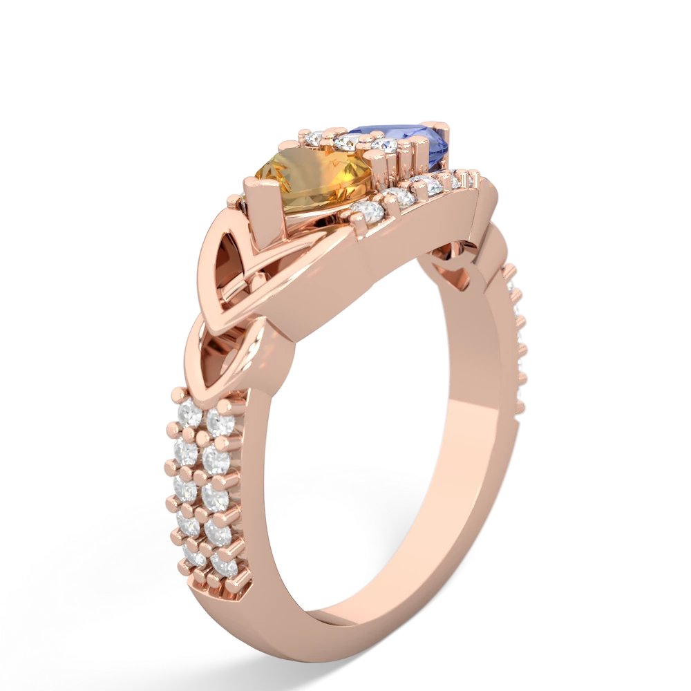 Citrine Sparkling Celtic Knot 14K Rose Gold ring R2645