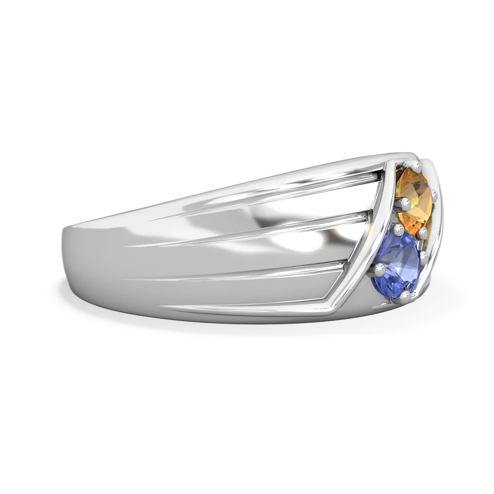 Citrine Men's Streamline 14K White Gold ring R0460