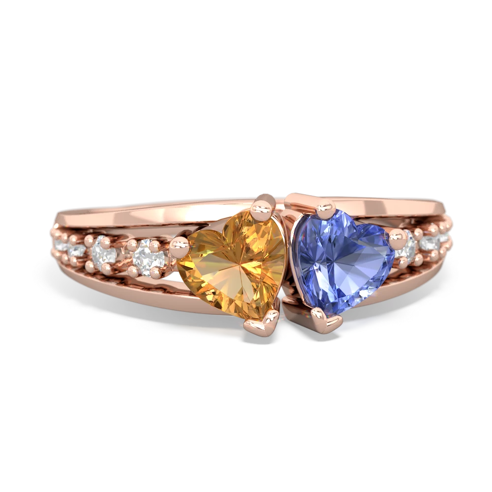 Citrine Heart To Heart 14K Rose Gold ring R3342