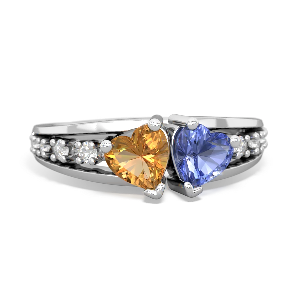 Citrine Heart To Heart 14K White Gold ring R3342