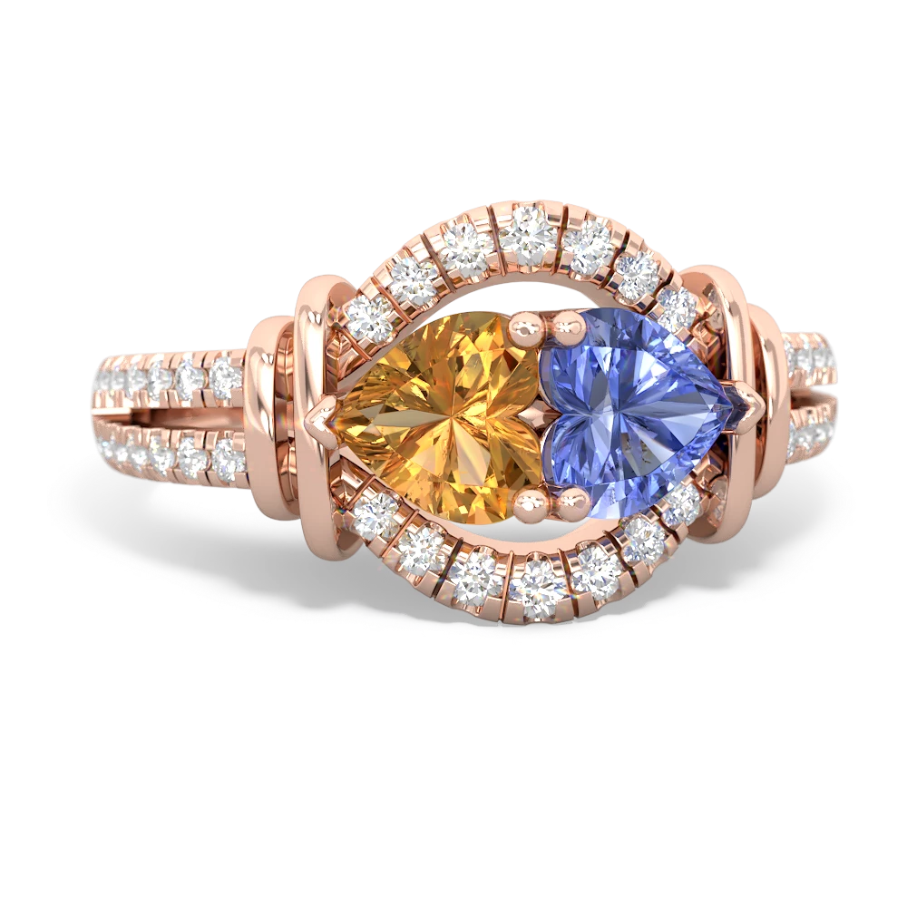 Citrine Art-Deco Keepsake 14K Rose Gold ring R5630