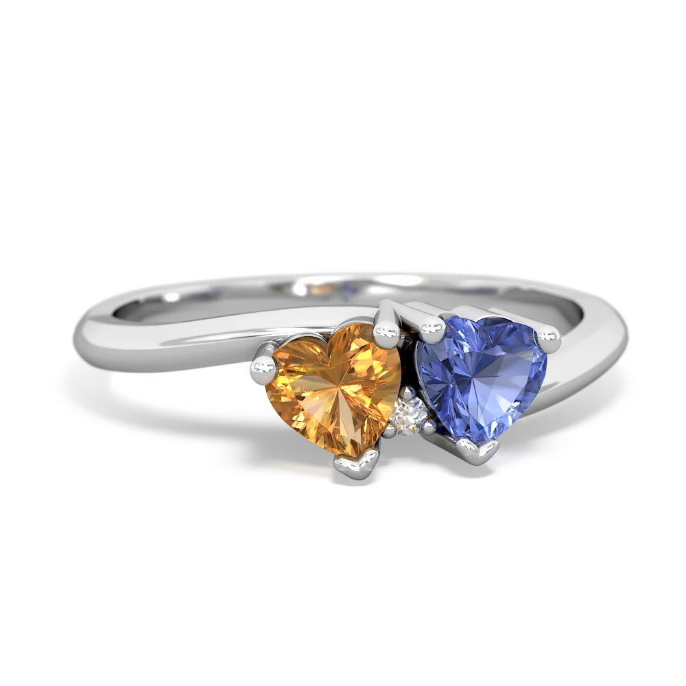 Citrine Sweethearts 14K White Gold ring R5260