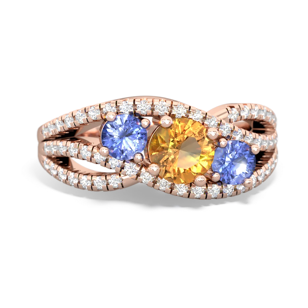 Citrine Three Stone Aurora 14K Rose Gold ring R3080