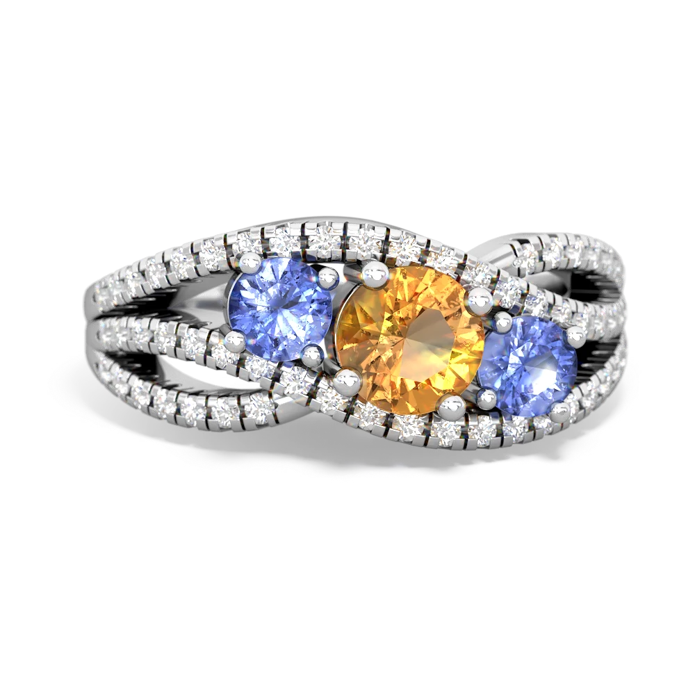 Citrine Three Stone Aurora 14K White Gold ring R3080