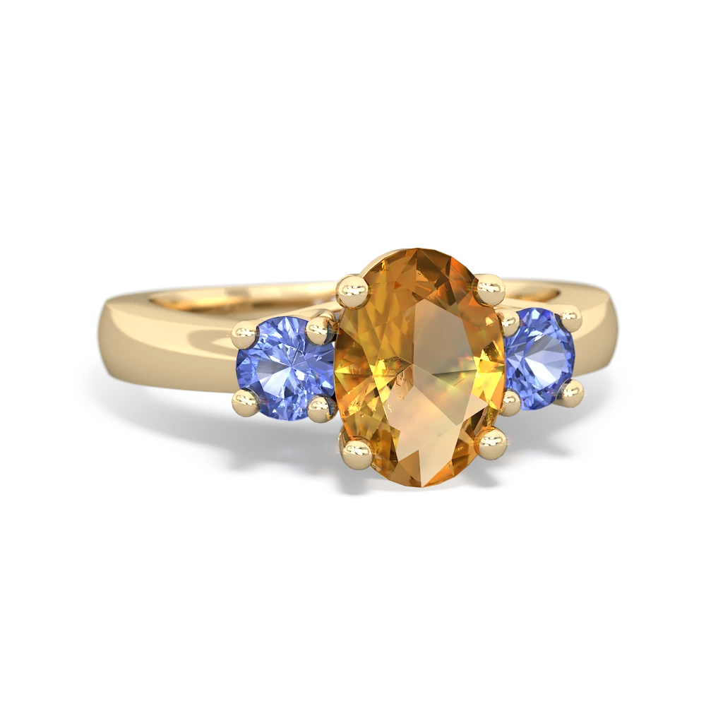 Citrine Three Stone Oval Trellis 14K Yellow Gold ring R4024