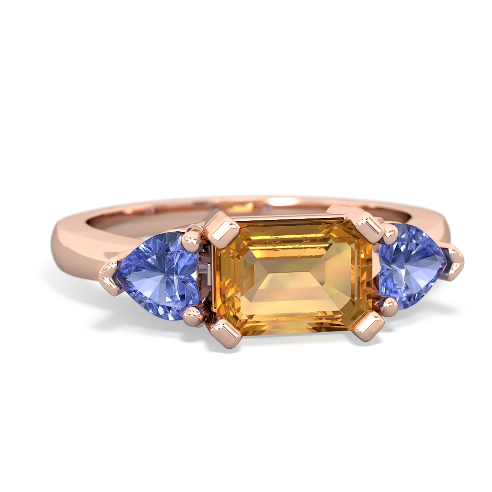 Citrine Three Stone 14K Rose Gold ring R5235