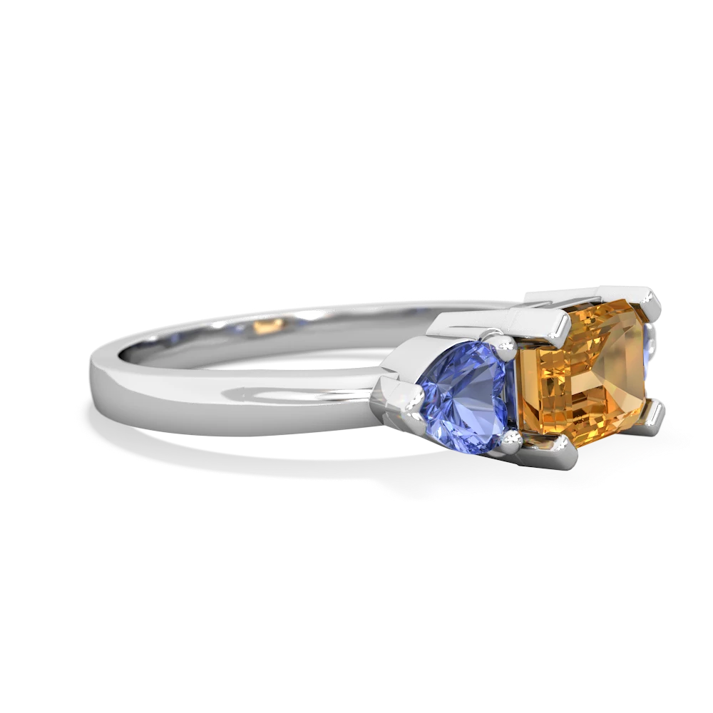 Citrine Three Stone 14K White Gold ring R5235