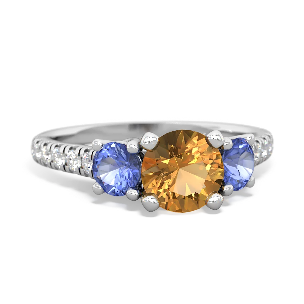 Citrine Pave Trellis 14K White Gold ring R5500