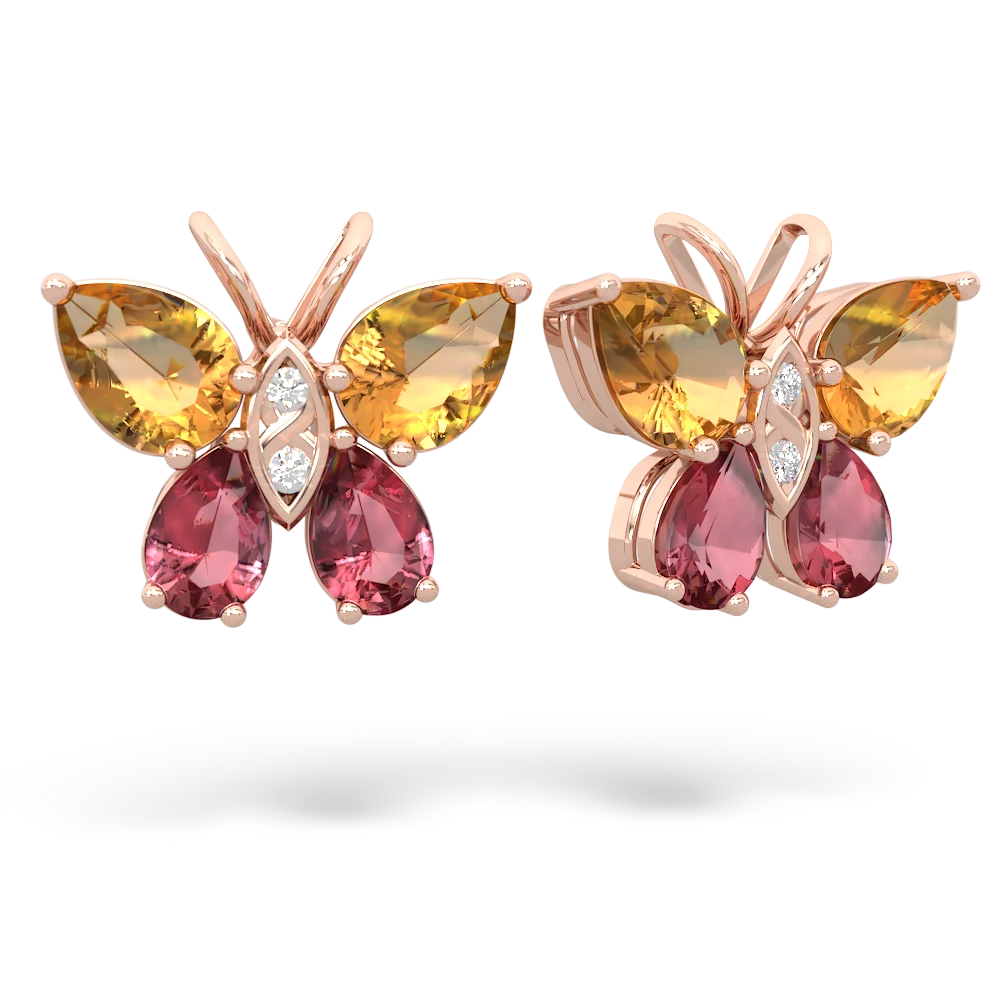 Citrine Butterfly 14K Rose Gold earrings E2215