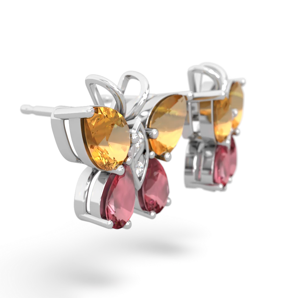 Citrine Butterfly 14K White Gold earrings E2215