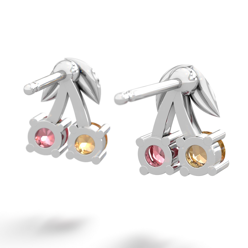 Citrine Sweet Cherries 14K White Gold earrings E7001