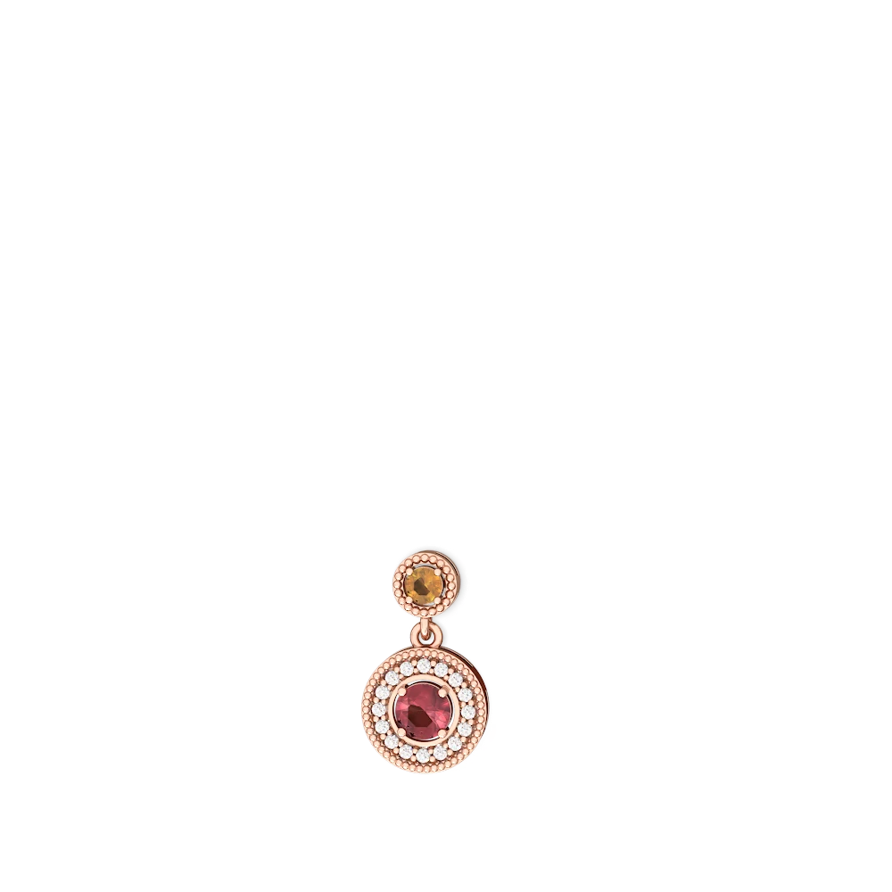 Citrine Halo Dangle 14K Rose Gold earrings E5319