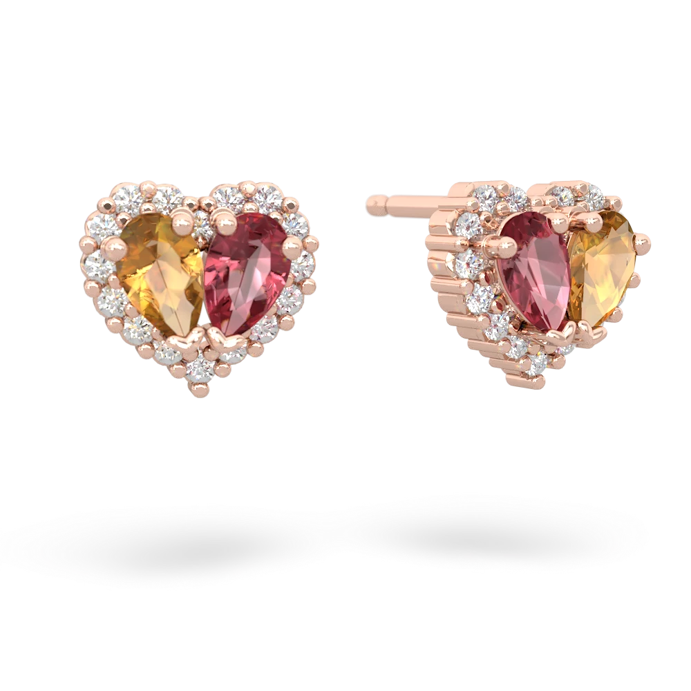 Citrine Halo 14K Rose Gold earrings E7008
