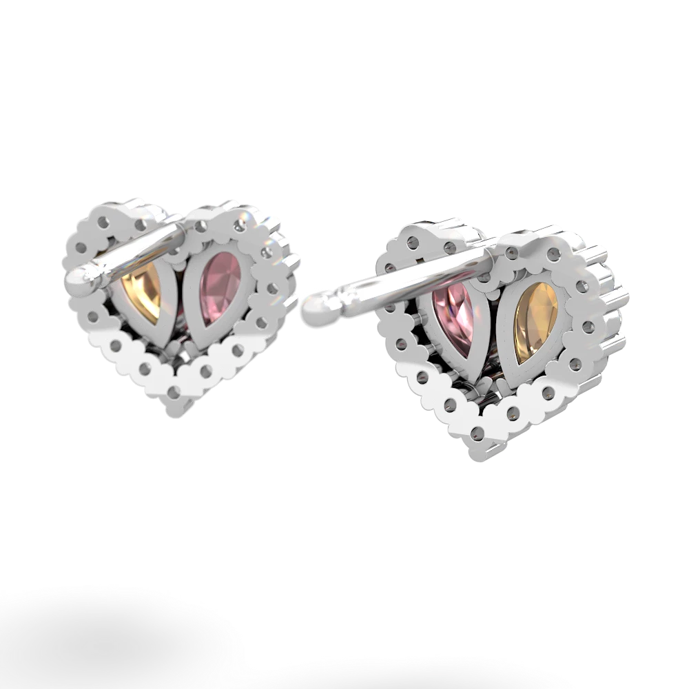 Citrine Halo 14K White Gold earrings E7008