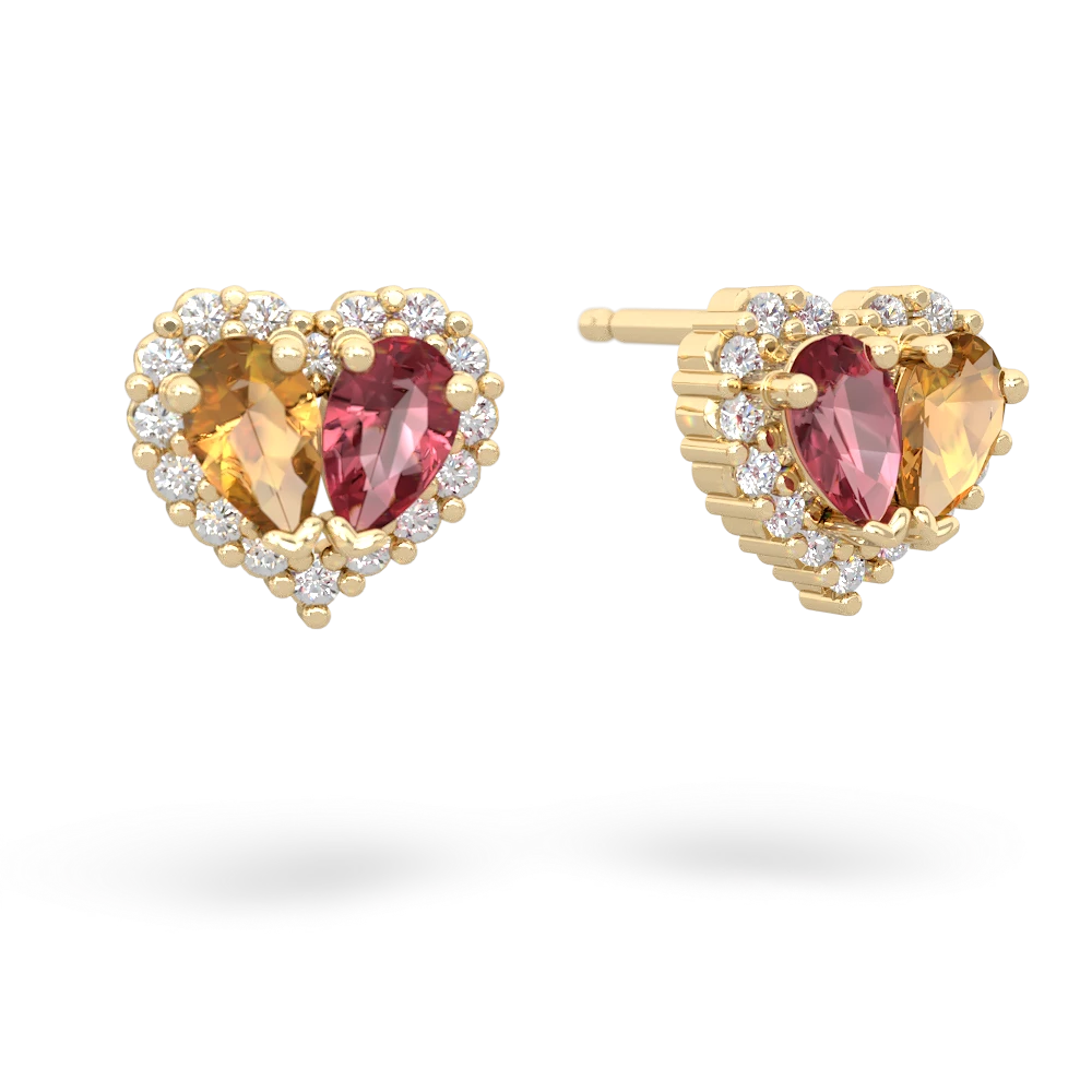 Citrine Halo 14K Yellow Gold earrings E7008
