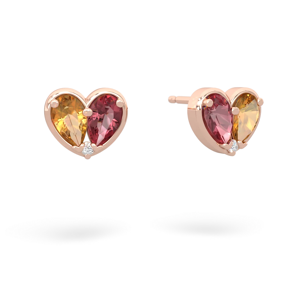 Citrine 'Our Heart' 14K Rose Gold earrings E5072